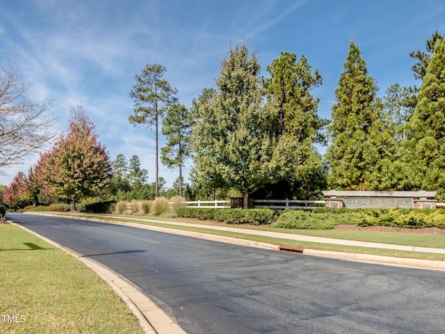 view of street with sidewalks and curbs