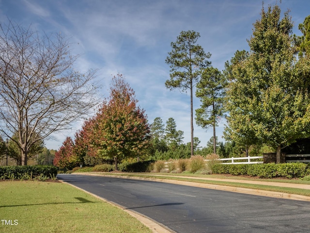 view of street featuring sidewalks and curbs