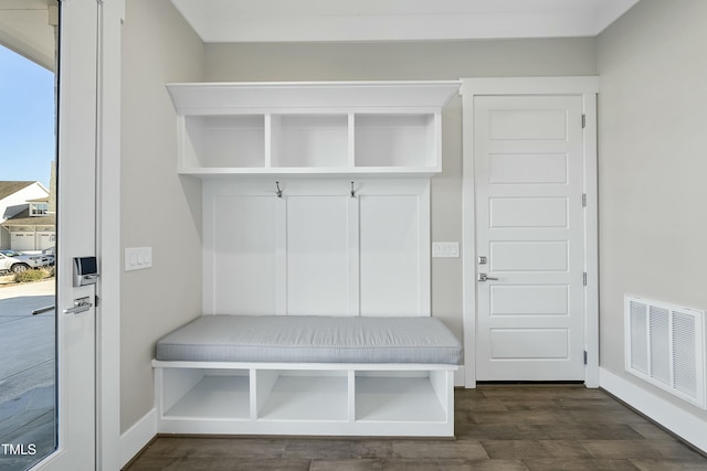 mudroom featuring dark hardwood / wood-style floors