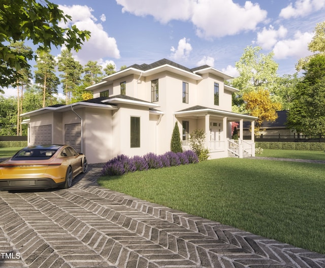 view of front of house featuring a front lawn and a porch