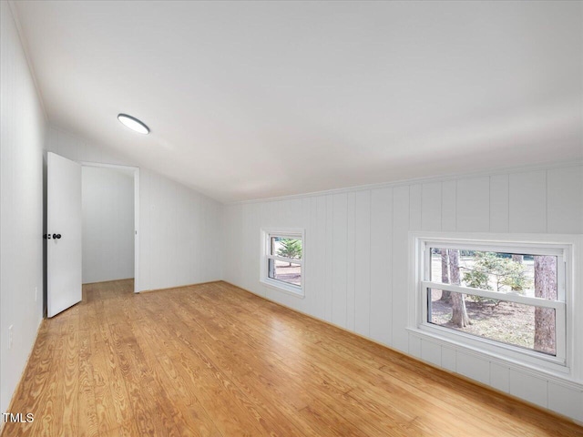 additional living space with light hardwood / wood-style floors