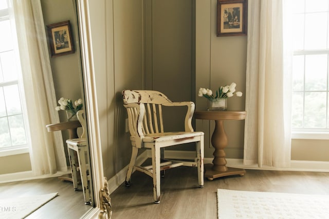 living area featuring wood-type flooring