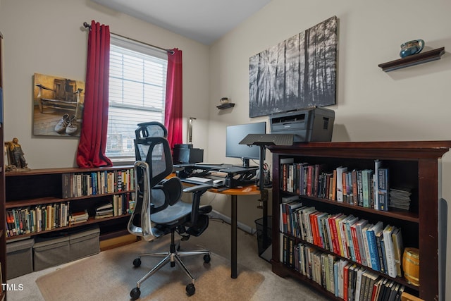 view of carpeted office space