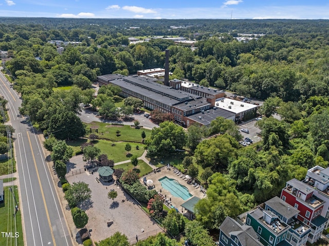 1535 Caraleigh Mills Ct Unit 221, Raleigh, NC 27603 - aerial view of a pool area and a heavily wooded area