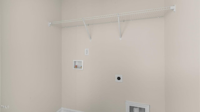 washroom with electric dryer hookup and washer hookup