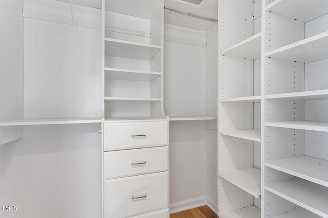 walk in closet featuring hardwood / wood-style flooring