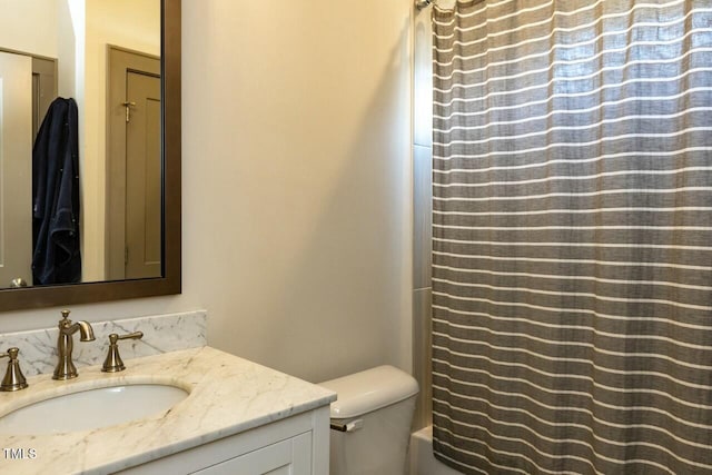 bathroom featuring vanity and shower / bathtub combination