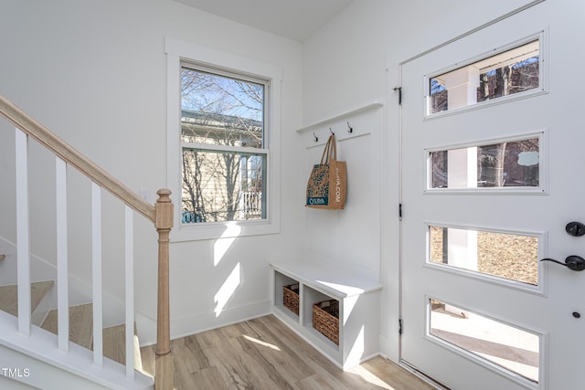 mudroom featuring light hardwood / wood-style floors