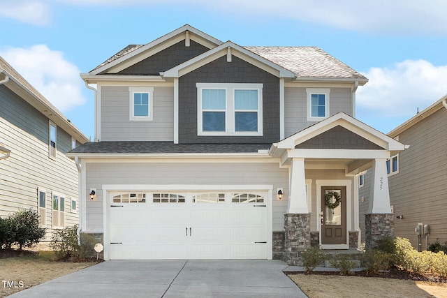 craftsman-style home with a garage