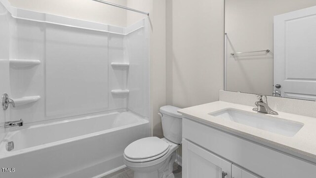 full bathroom featuring vanity, toilet, and shower / washtub combination