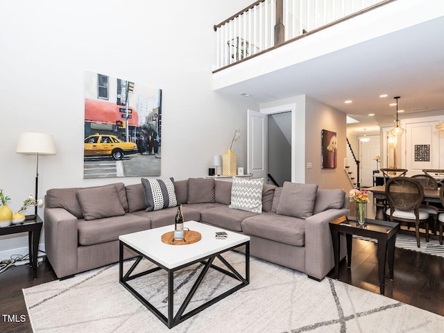 living room with hardwood / wood-style flooring