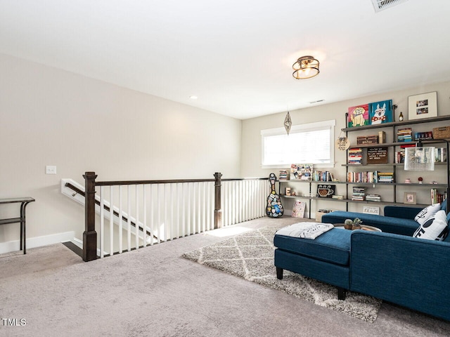 living room with carpet