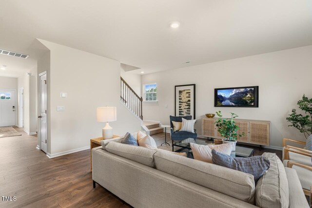 living room featuring wood-type flooring