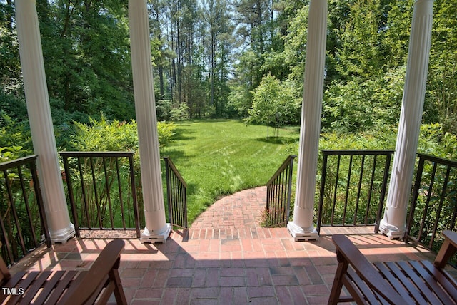 view of patio / terrace featuring covered porch