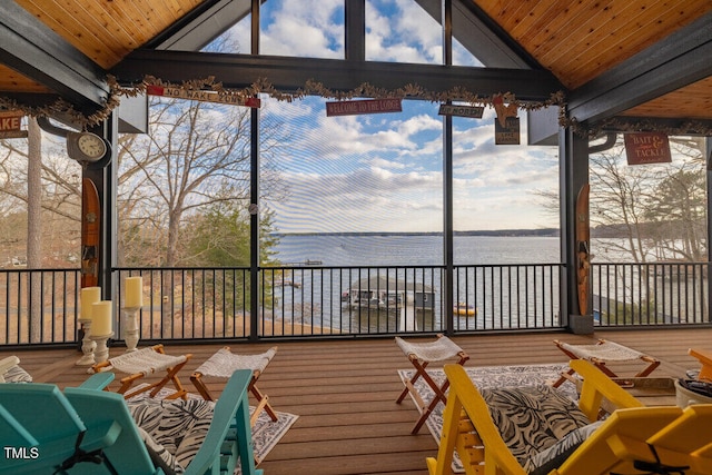 deck with a water view