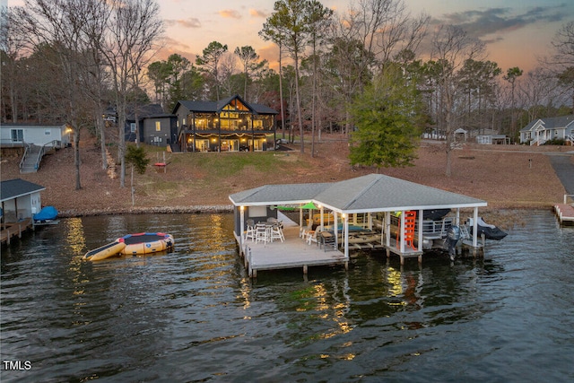 view of dock featuring a water view