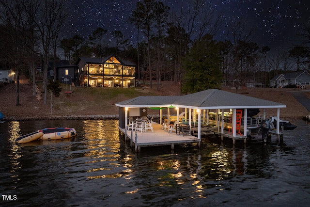 dock area featuring a water view