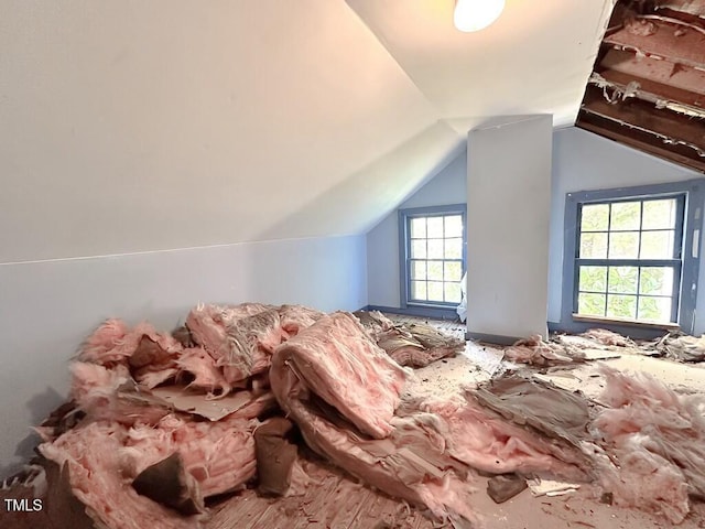 bedroom with vaulted ceiling