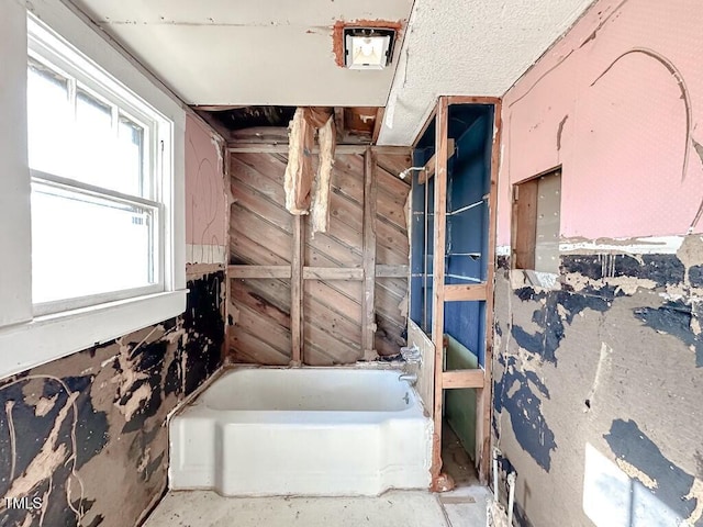 bathroom with a bath and plenty of natural light