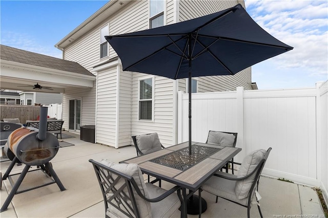 view of patio / terrace with ceiling fan