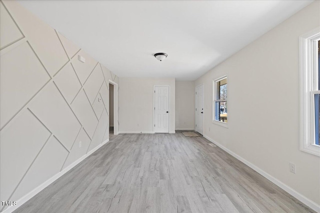 unfurnished living room with light hardwood / wood-style floors