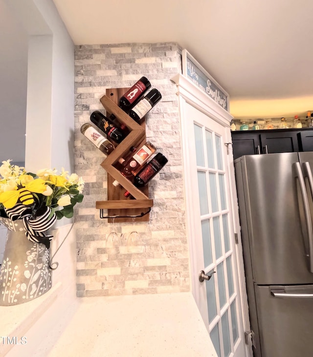 kitchen with stainless steel fridge