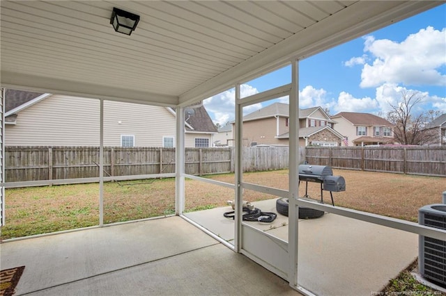 view of unfurnished sunroom