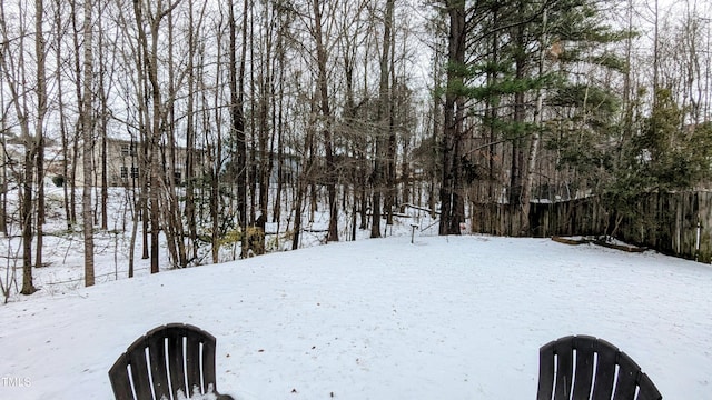 view of yard covered in snow