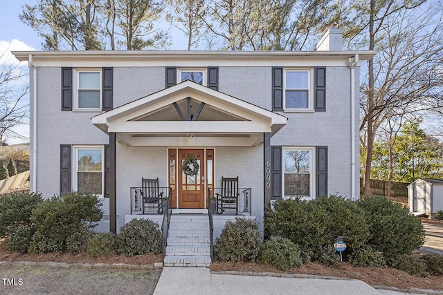 view of front facade featuring a porch