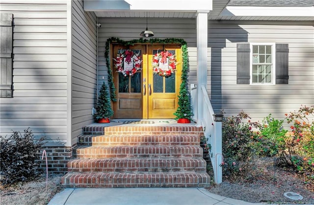 doorway to property featuring french doors