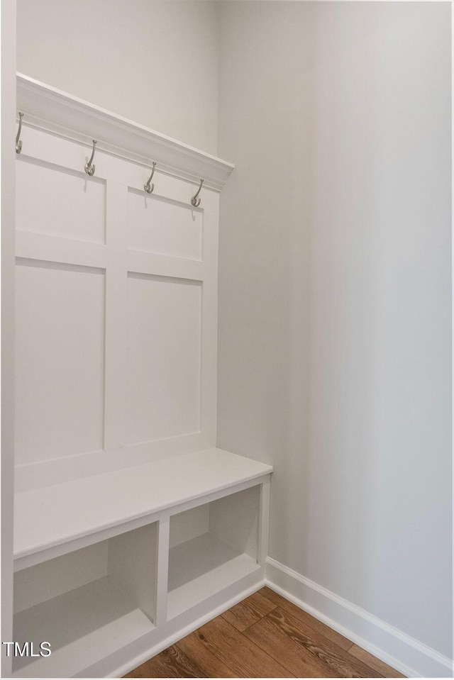 mudroom with hardwood / wood-style floors