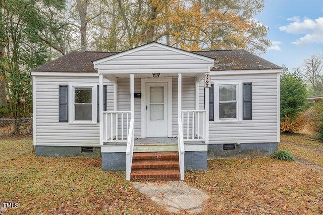 bungalow-style house with a porch