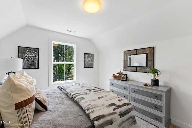 bedroom featuring vaulted ceiling