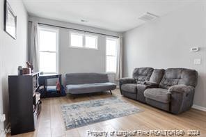 living room with hardwood / wood-style floors