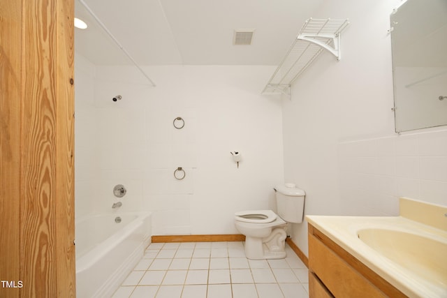 540 Patterson Dr, Chapel Hill, NC 27516 - bathroom featuring tile patterned floors, toilet, visible vents, shower / washtub combination, and vanity