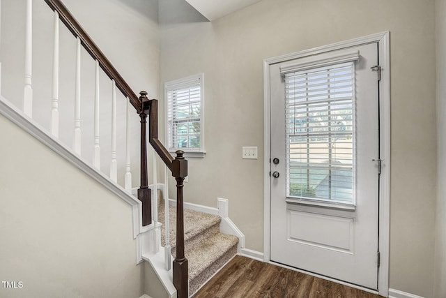 foyer with dark hardwood / wood-style flooring