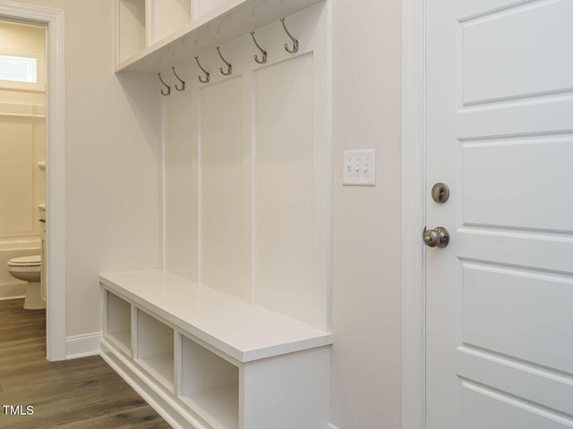 1809 Bright Lantern Way, Wendell, NC 27591 - mudroom featuring baseboards and dark wood-style floors