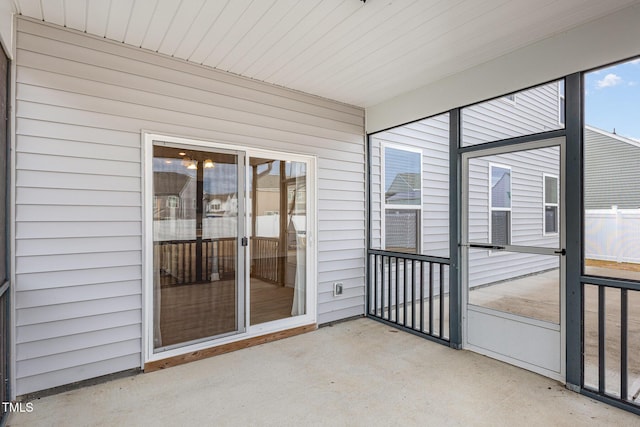 view of unfurnished sunroom