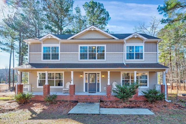 view of front of property featuring covered porch