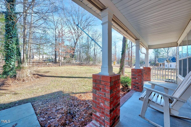 view of yard with a porch