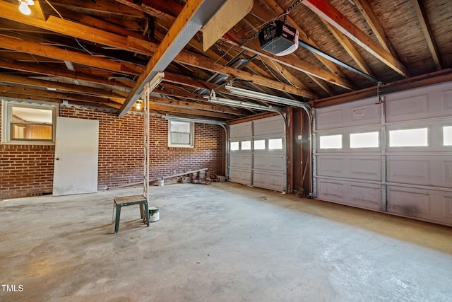 garage with a garage door opener