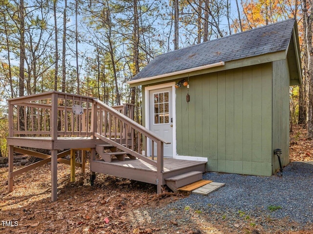 exterior space with an outbuilding