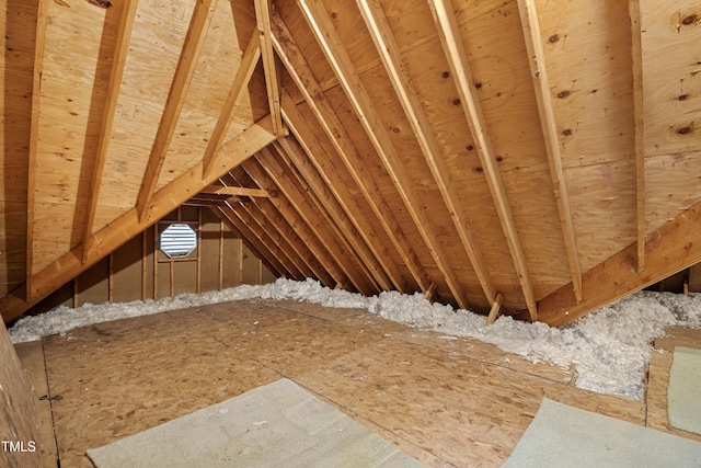 view of unfinished attic