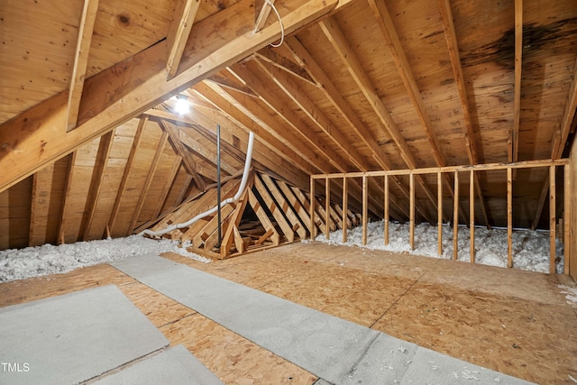 view of unfinished attic