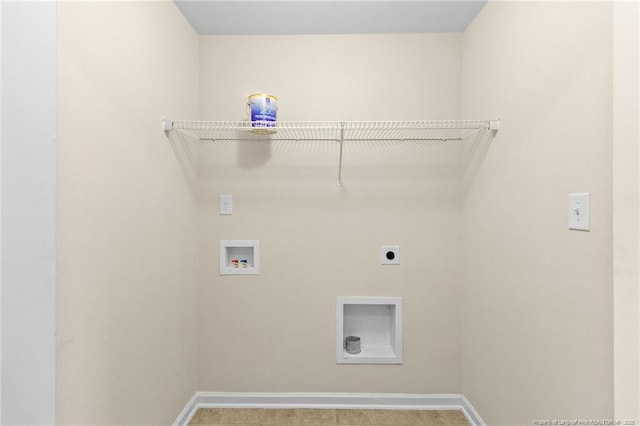 laundry room with laundry area, baseboards, washer hookup, and hookup for an electric dryer