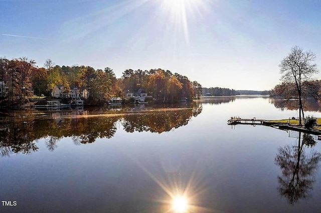 water view with a dock