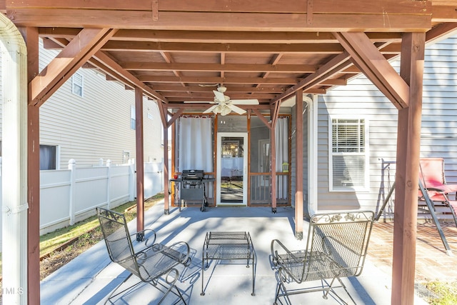 view of patio / terrace with grilling area and ceiling fan