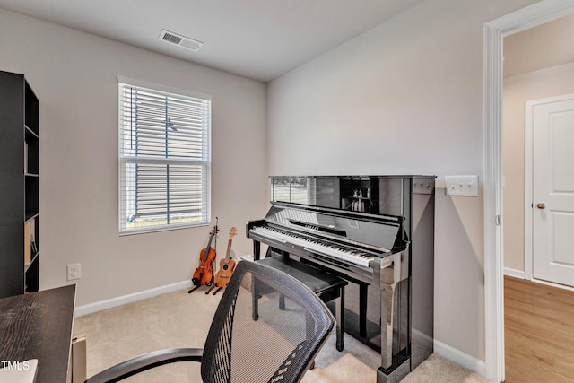 miscellaneous room with light carpet