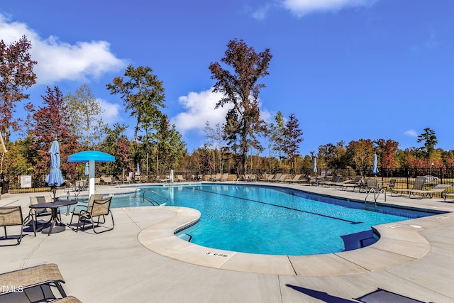 view of pool featuring a patio