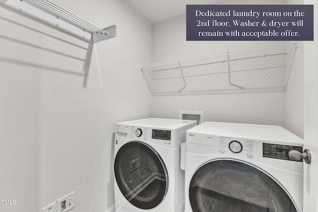 clothes washing area with independent washer and dryer